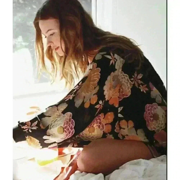 Corey Lynn Calter for Anthropologie Dahlia Lace 100% Silk Open Kimono USA Made - Picture 1 of 5